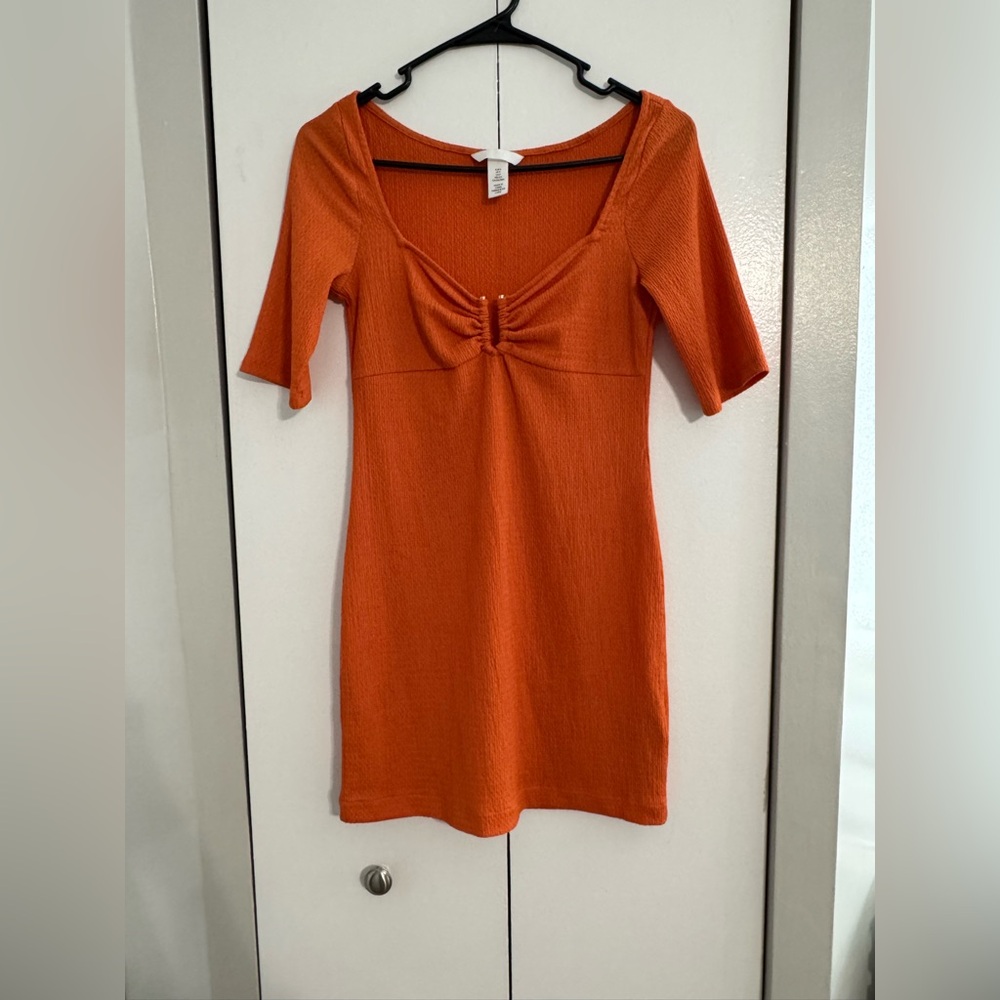 H&M Vibrant Orange Textured Dress